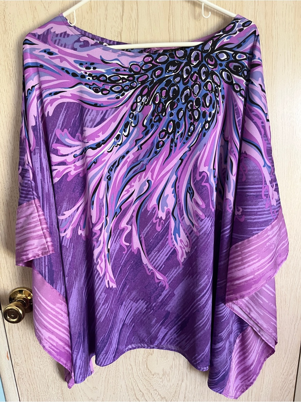 Bob Mackie Wearable Art Purple Butterfly Kimono Blouse 1X